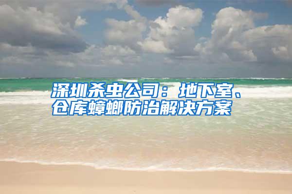 深圳殺蟲公司:地下室、倉(cāng)庫(kù)蟑螂防治解決方案