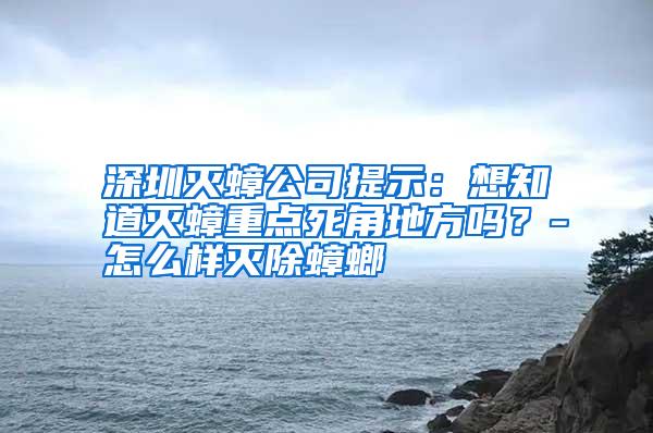 深圳滅蟑公司提示:想知道滅蟑重點(diǎn)死角地方嗎?-怎么樣滅除蟑螂